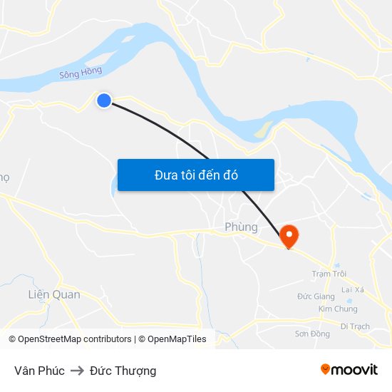 Vân Phúc to Đức Thượng map