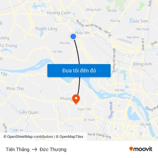 Tiến Thắng to Đức Thượng map