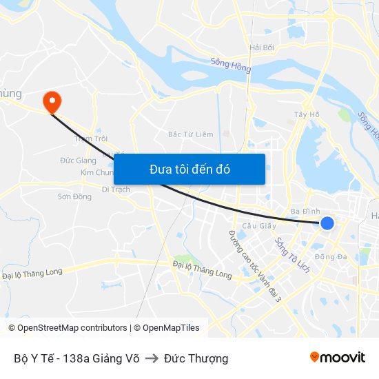 Bộ Y Tế - 138a Giảng Võ to Đức Thượng map