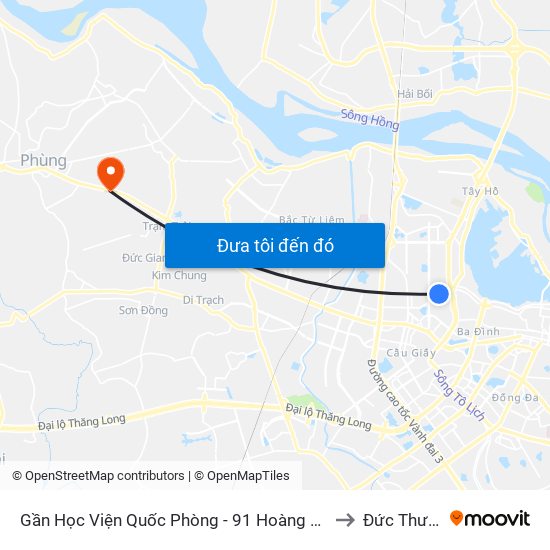 Gần Học Viện Quốc Phòng - 91 Hoàng Quốc Việt to Đức Thượng map