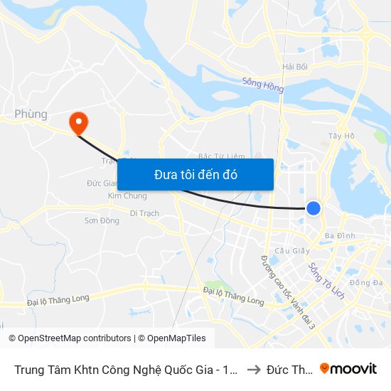 Trung Tâm Khtn Công Nghệ Quốc Gia - 18 Hoàng Quốc Việt to Đức Thượng map