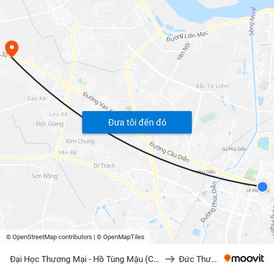 Đại Học Thương Mại - Hồ Tùng Mậu (Cột Sau) to Đức Thượng map