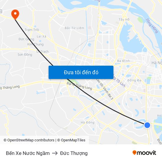 Bến Xe Nước Ngầm to Đức Thượng map