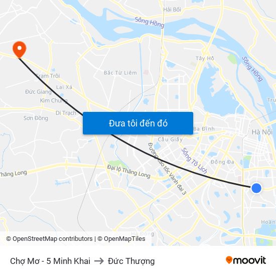 Chợ Mơ - 5 Minh Khai to Đức Thượng map