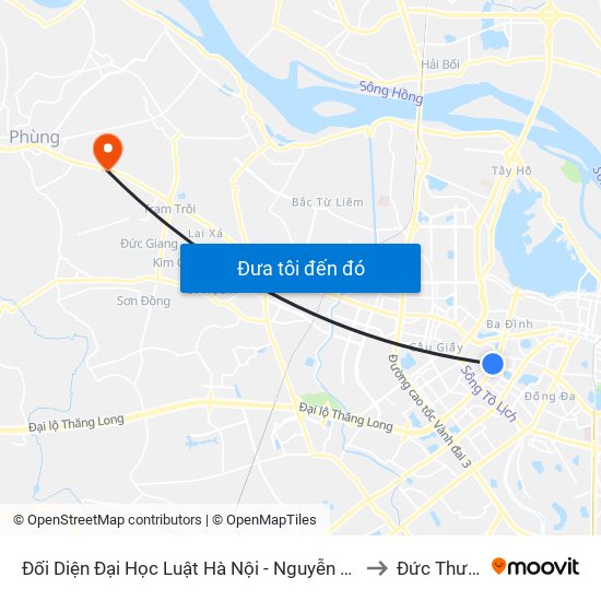 Đối Diện Đại Học Luật Hà Nội - Nguyễn Chí Thanh to Đức Thượng map