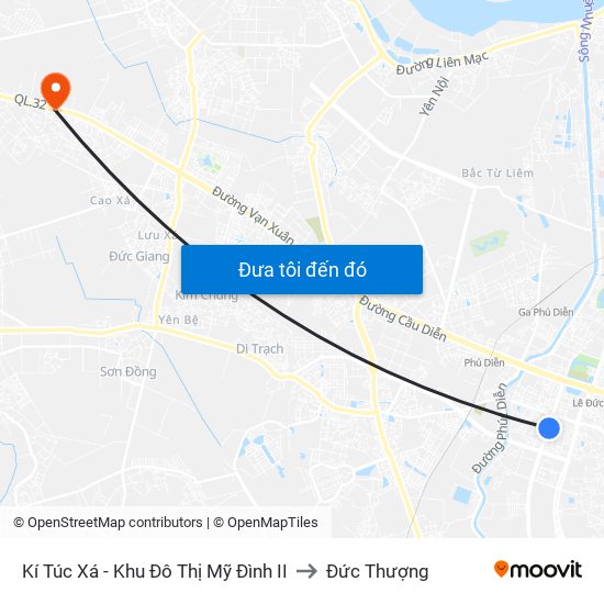 Kí Túc Xá - Khu Đô Thị Mỹ Đình II to Đức Thượng map