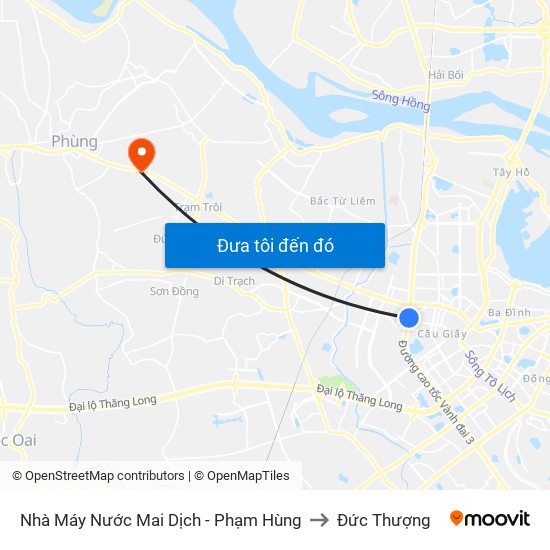 Nhà Máy Nước Mai Dịch - Phạm Hùng to Đức Thượng map