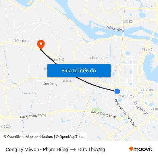 Công Ty Miwon - Phạm Hùng to Đức Thượng map