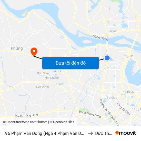 96 Phạm Văn Đồng (Ngã 4 Phạm Văn Đồng - Xuân Đỉnh) to Đức Thượng map