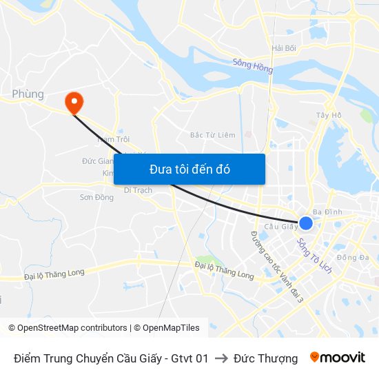 Điểm Trung Chuyển Cầu Giấy - Gtvt 01 to Đức Thượng map