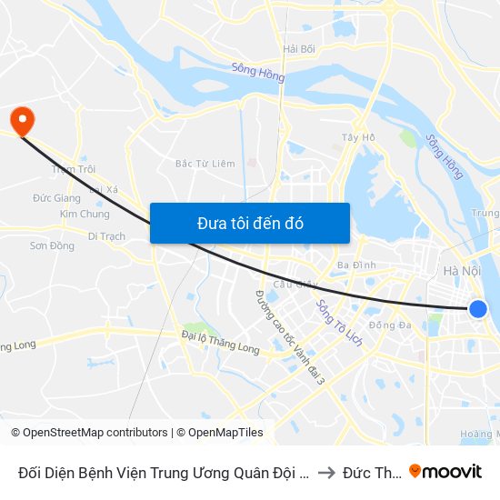 Đối Diện Bệnh Viện Trung Ương Quân Đội 108 - Trần Hưng Đạo to Đức Thượng map