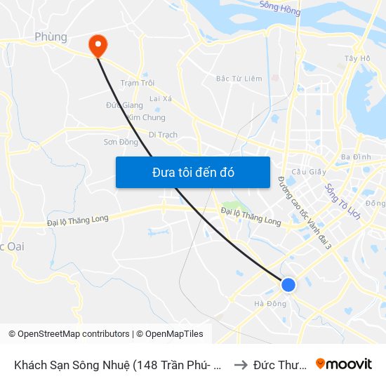 Khách Sạn Sông Nhuệ (148 Trần Phú- Hà Đông) to Đức Thượng map