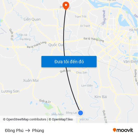 Đồng Phú to Phùng map