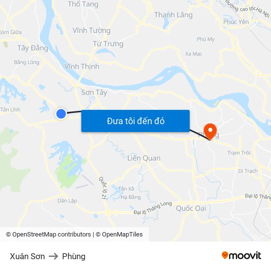 Xuân Sơn to Phùng map