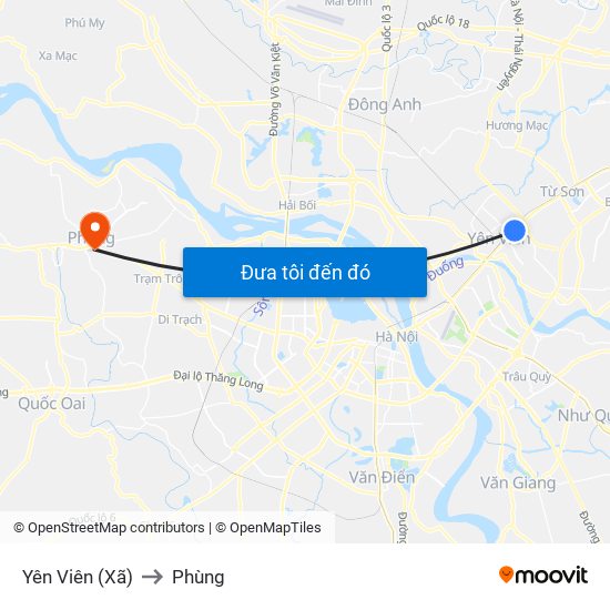 Yên Viên (Xã) to Phùng map