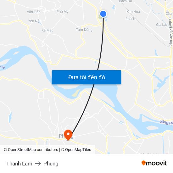 Thanh Lâm to Phùng map
