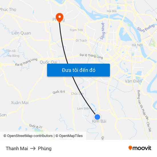 Thanh Mai to Phùng map