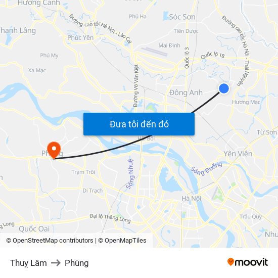 Thuỵ Lâm to Phùng map