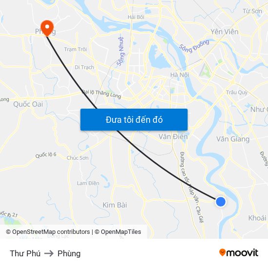 Thư Phú to Phùng map