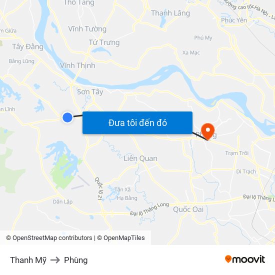 Thanh Mỹ to Phùng map