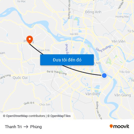 Thanh Trì to Phùng map