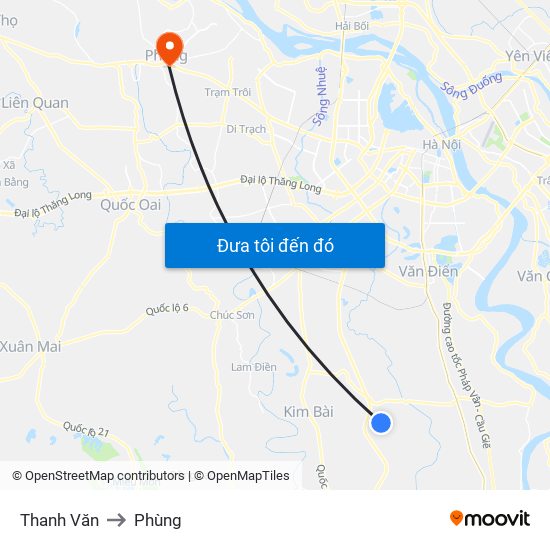 Thanh Văn to Phùng map