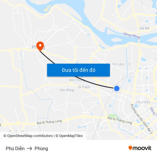 Phú Diễn to Phùng map