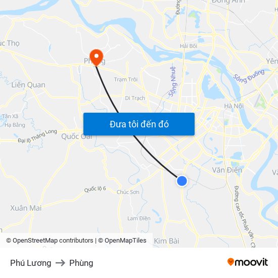 Phú Lương to Phùng map