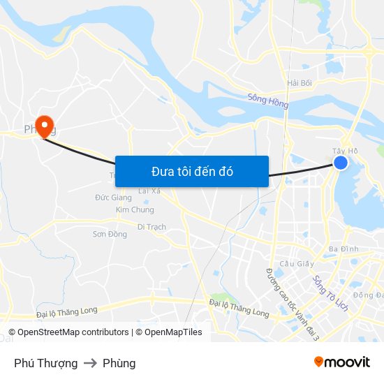 Phú Thượng to Phùng map
