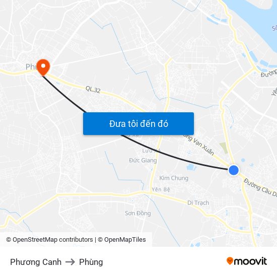 Phương Canh to Phùng map