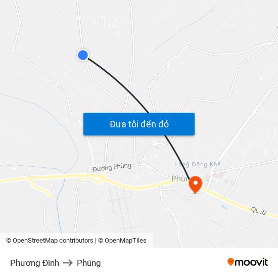 Phương Đình to Phùng map