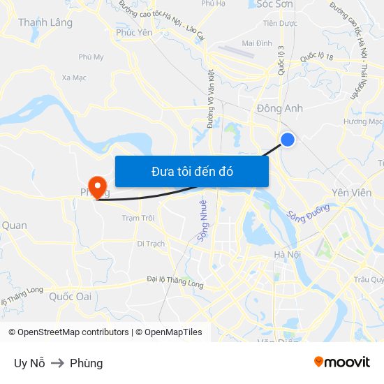 Uy Nỗ to Phùng map