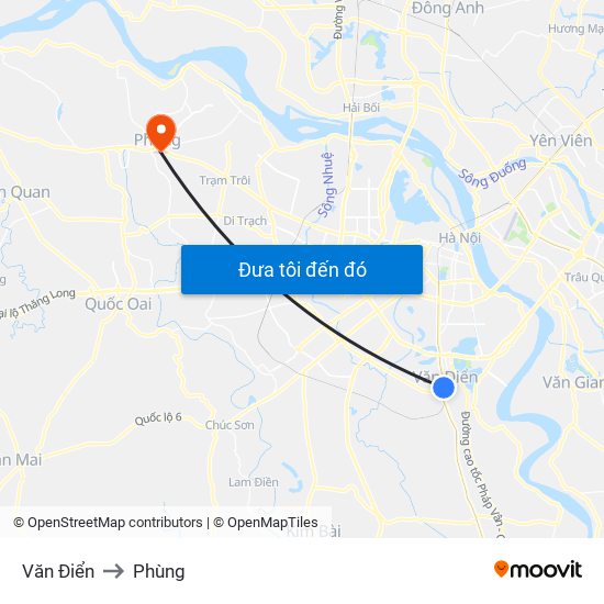 Văn Điển to Phùng map