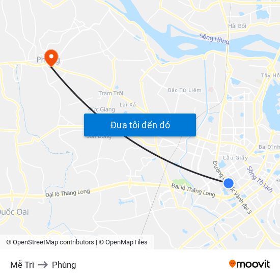 Mễ Trì to Phùng map