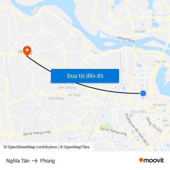 Nghĩa Tân to Phùng map