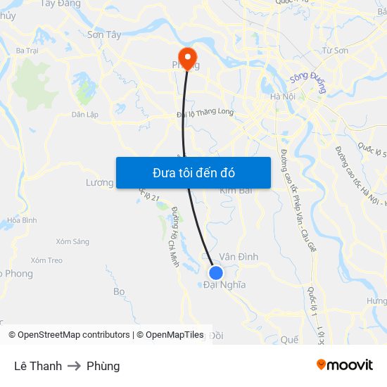 Lê Thanh to Phùng map