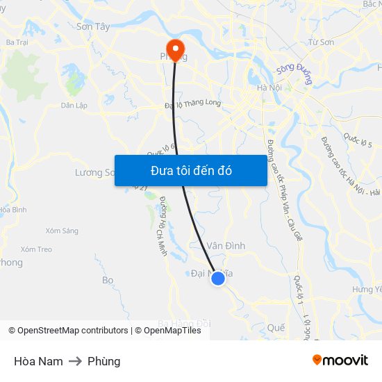 Hòa Nam to Phùng map