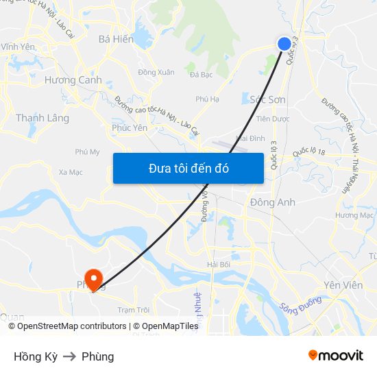 Hồng Kỳ to Phùng map