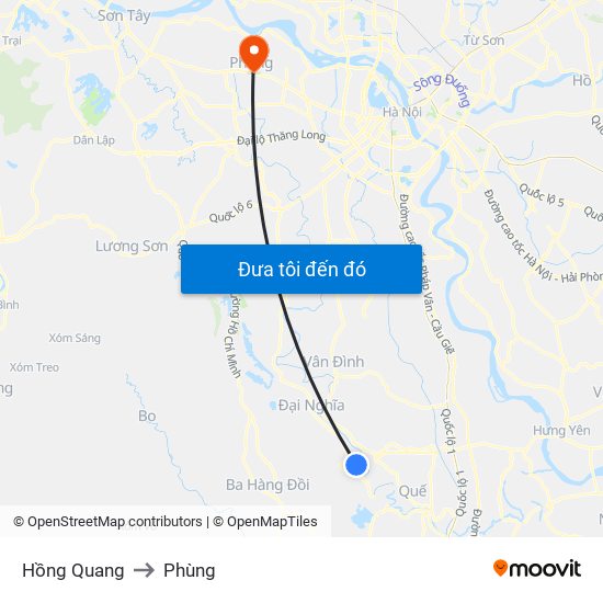 Hồng Quang to Phùng map