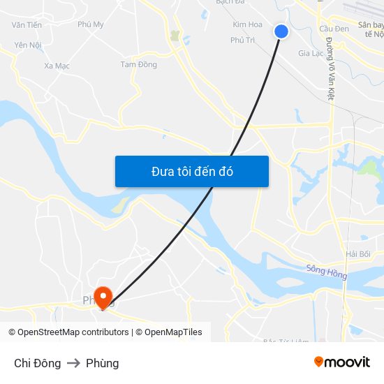 Chi Đông to Phùng map