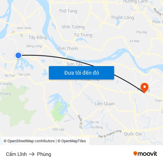 Cẩm Lĩnh to Phùng map