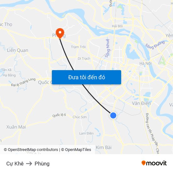 Cự Khê to Phùng map