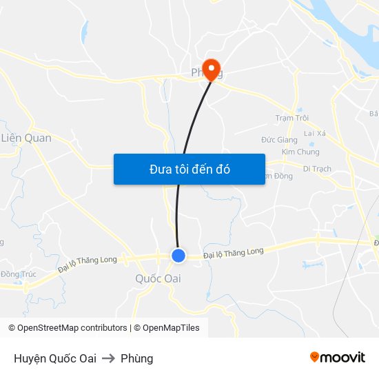 Huyện Quốc Oai to Phùng map