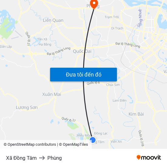 Xã Đồng Tâm to Phùng map