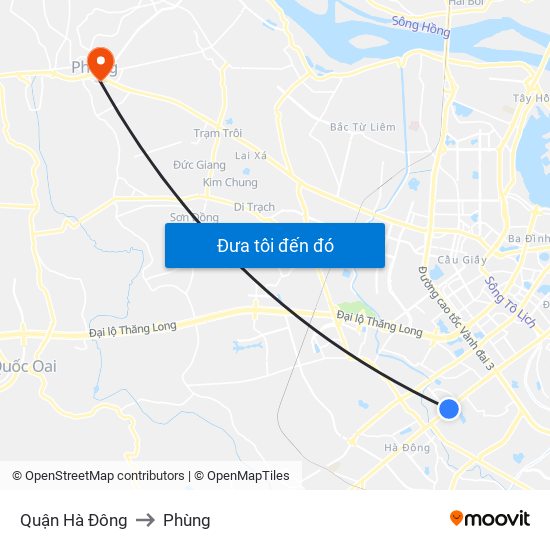 Quận Hà Đông to Phùng map