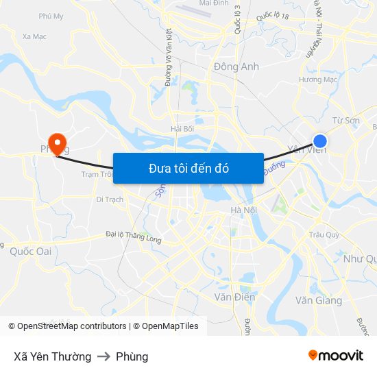 Xã Yên Thường to Phùng map