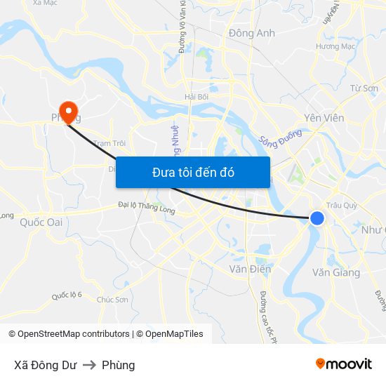 Xã Đông Dư to Phùng map