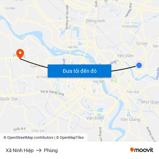 Xã Ninh Hiệp to Phùng map