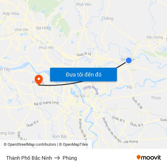 Thành Phố Bắc Ninh to Phùng map