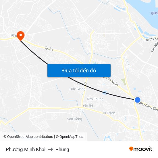 Phường Minh Khai to Phùng map